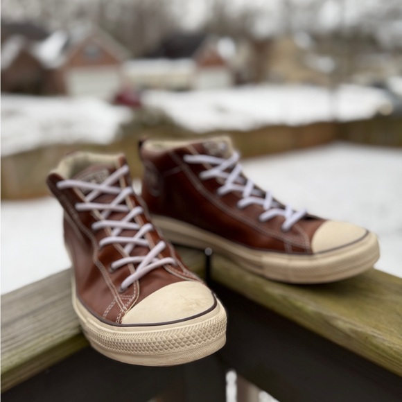 Converse All Star Brown Leather High-Top Sneakers - Picture 2 of 8